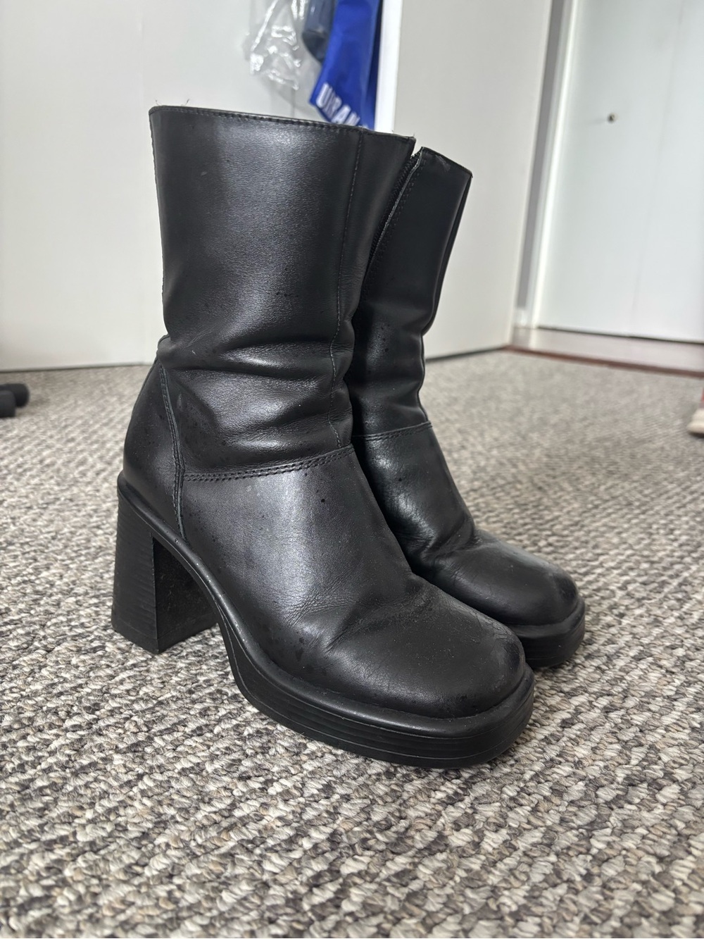 Steve Madden Fantsie Black Mid-Calf Platform Heel Boots